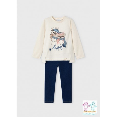 Conj. leggings knit denim