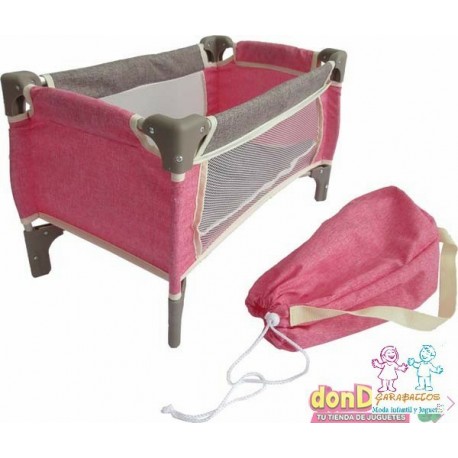 CUNA DESMONTABLE MARRON Y ROSA