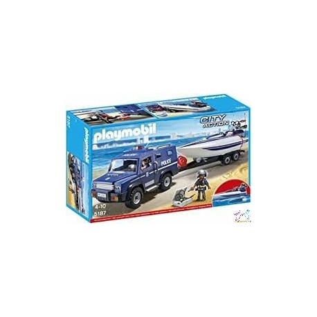 COCHE DE POLICIA C/LANCHA PLAYMOBIL